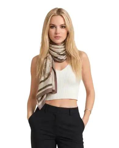 GUESS SCIARPA PRINTED BEIGE