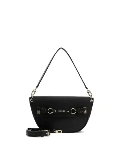 GUESS BORSA CAMELIA FLAP SHOULDER NERO