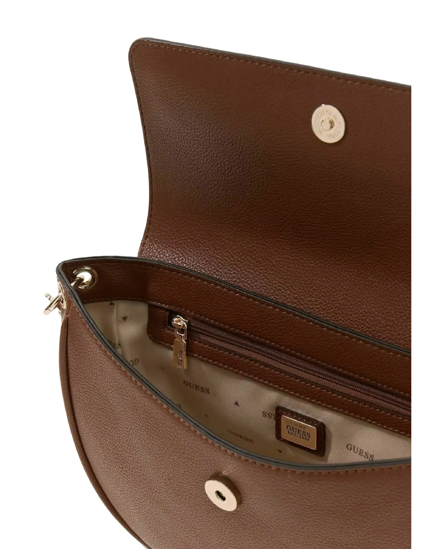 GUESS BORSA CAMELIA FLAP SHOULDER COGNAC
