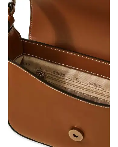 GUESS BORSA RUBY FLAP SHOULDER COGNAC