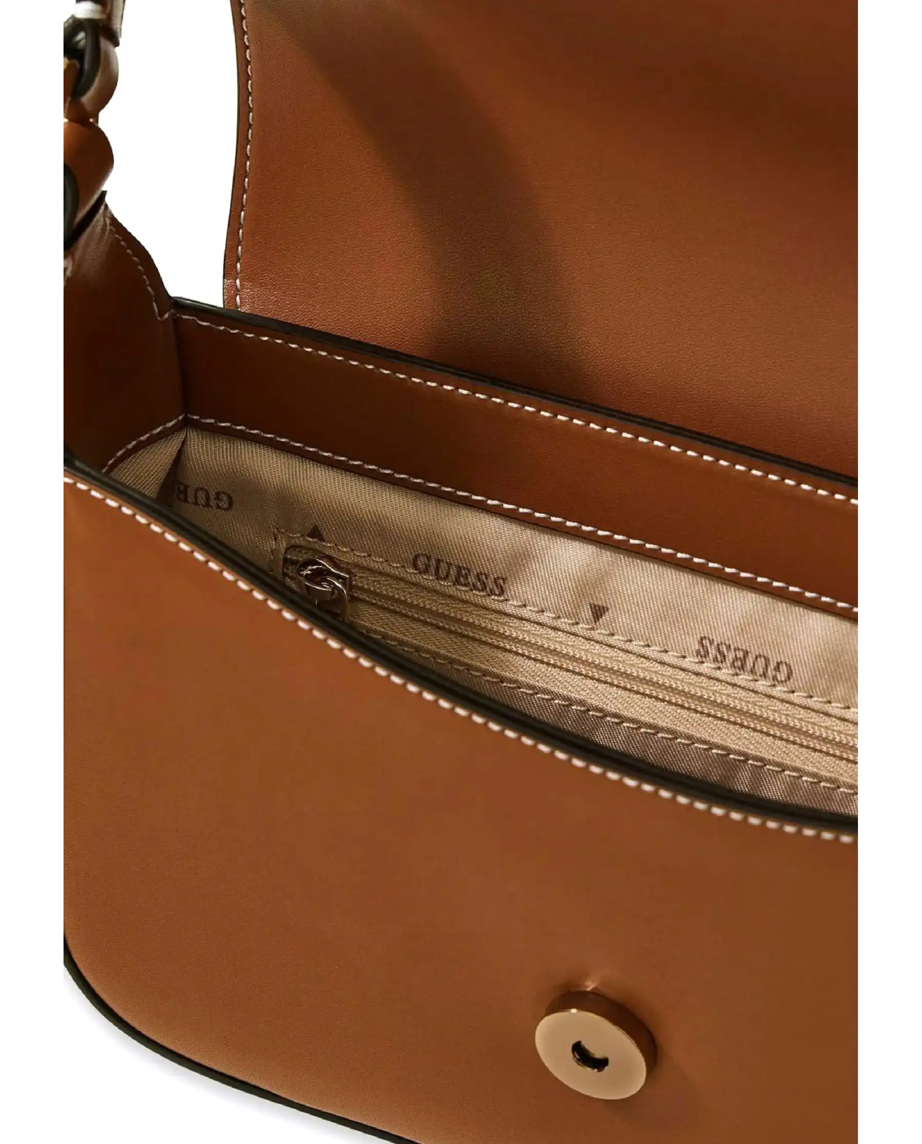 GUESS BORSA RUBY FLAP SHOULDER COGNAC