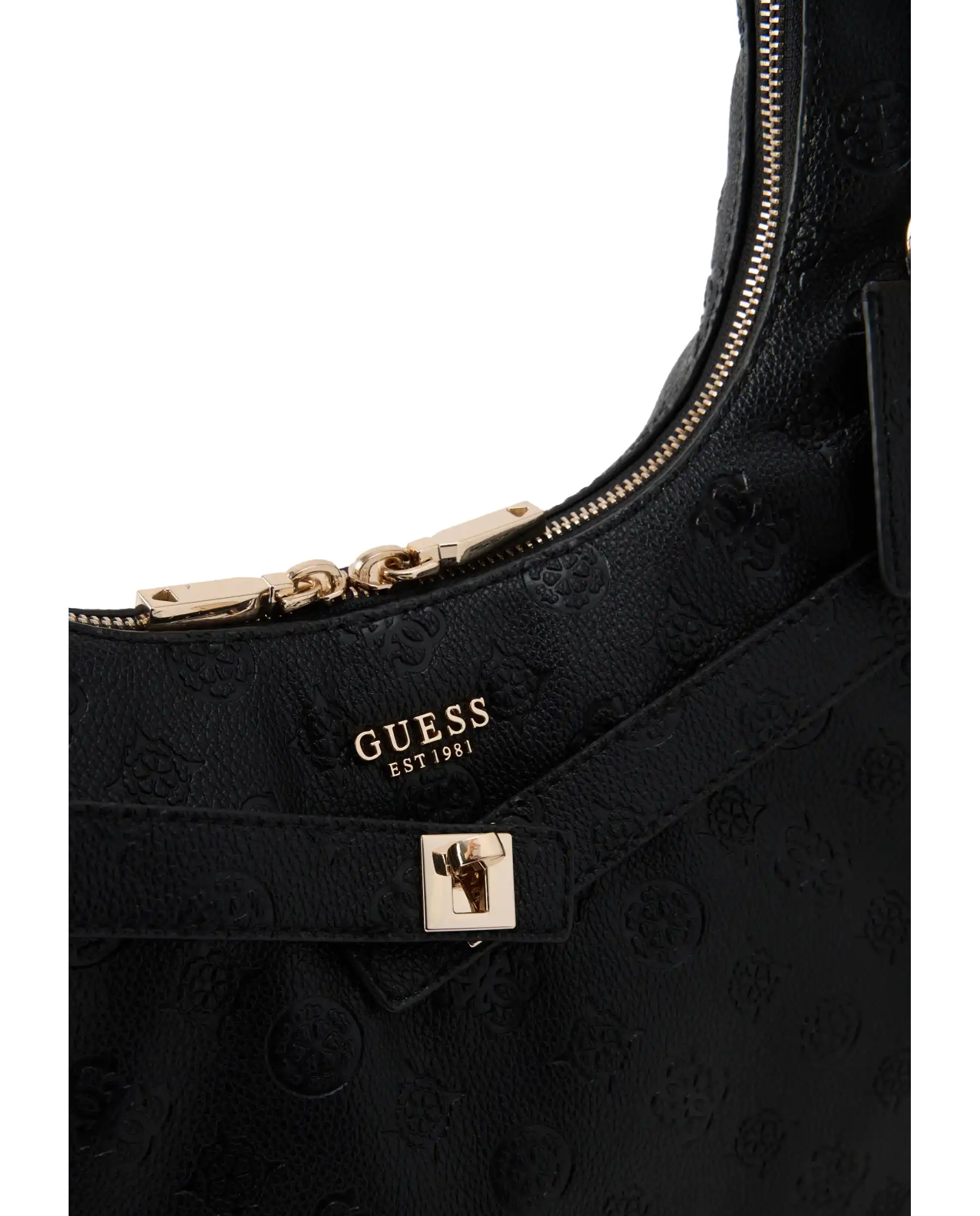 GUESS BORSA ELLA LOGO HOBO NERO