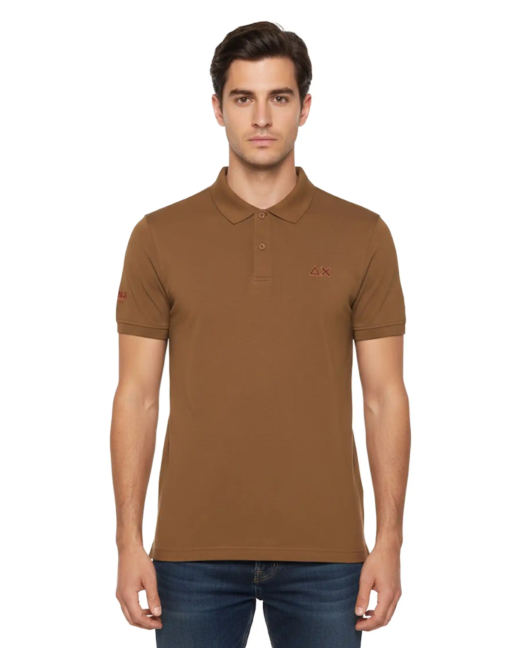 SUN 68 POLO JERSEY BEACH MARRONE