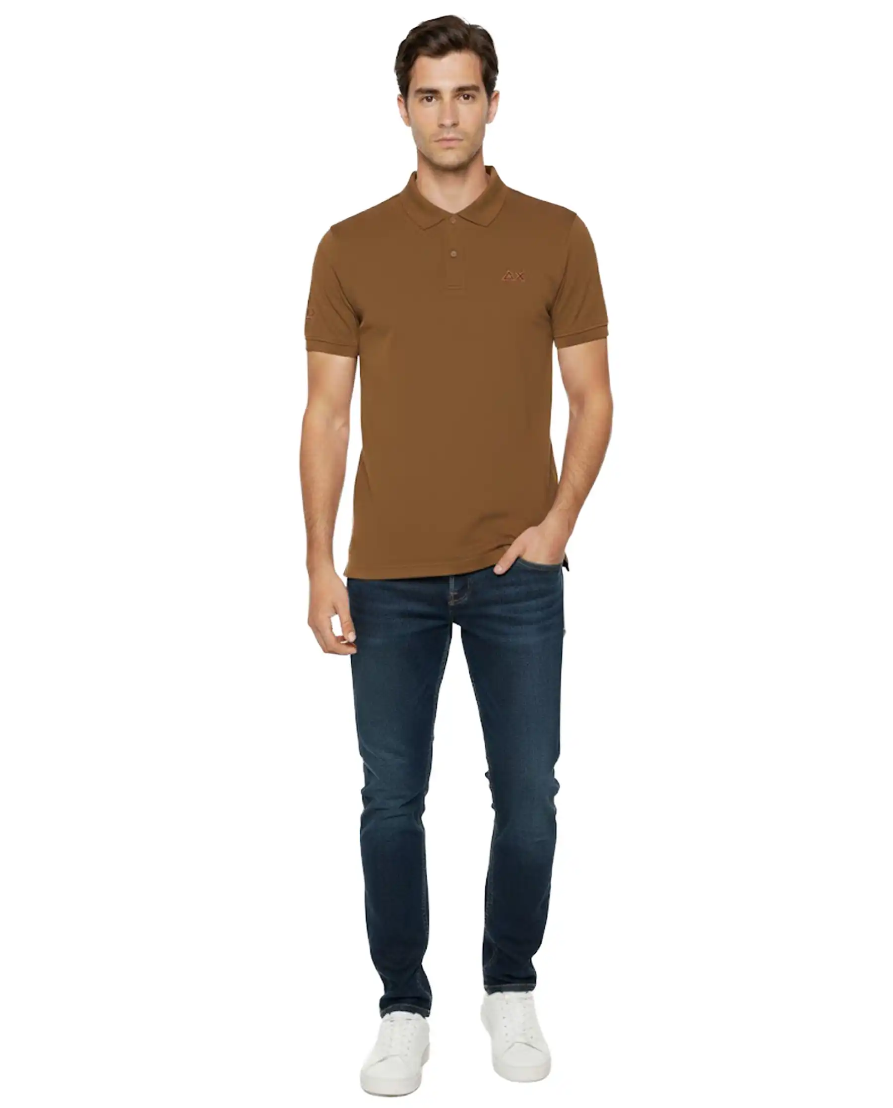 SUN 68 POLO JERSEY BEACH MARRONE