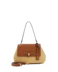 GUESS BORSA MAGGIE STRAW FLAP SHOULDER BEIGE