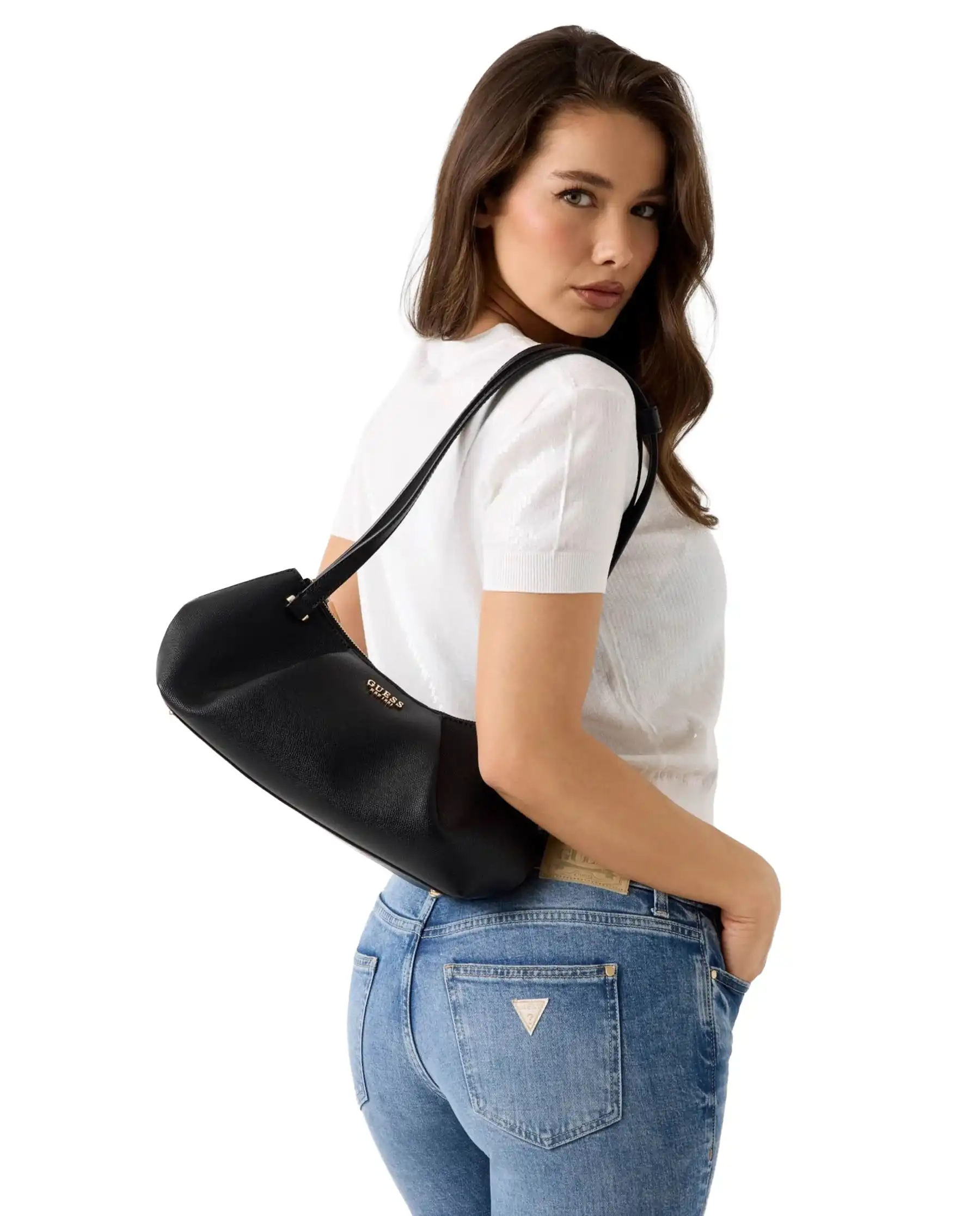 GUESS BORSA AMORETTE SHOULDER NERO