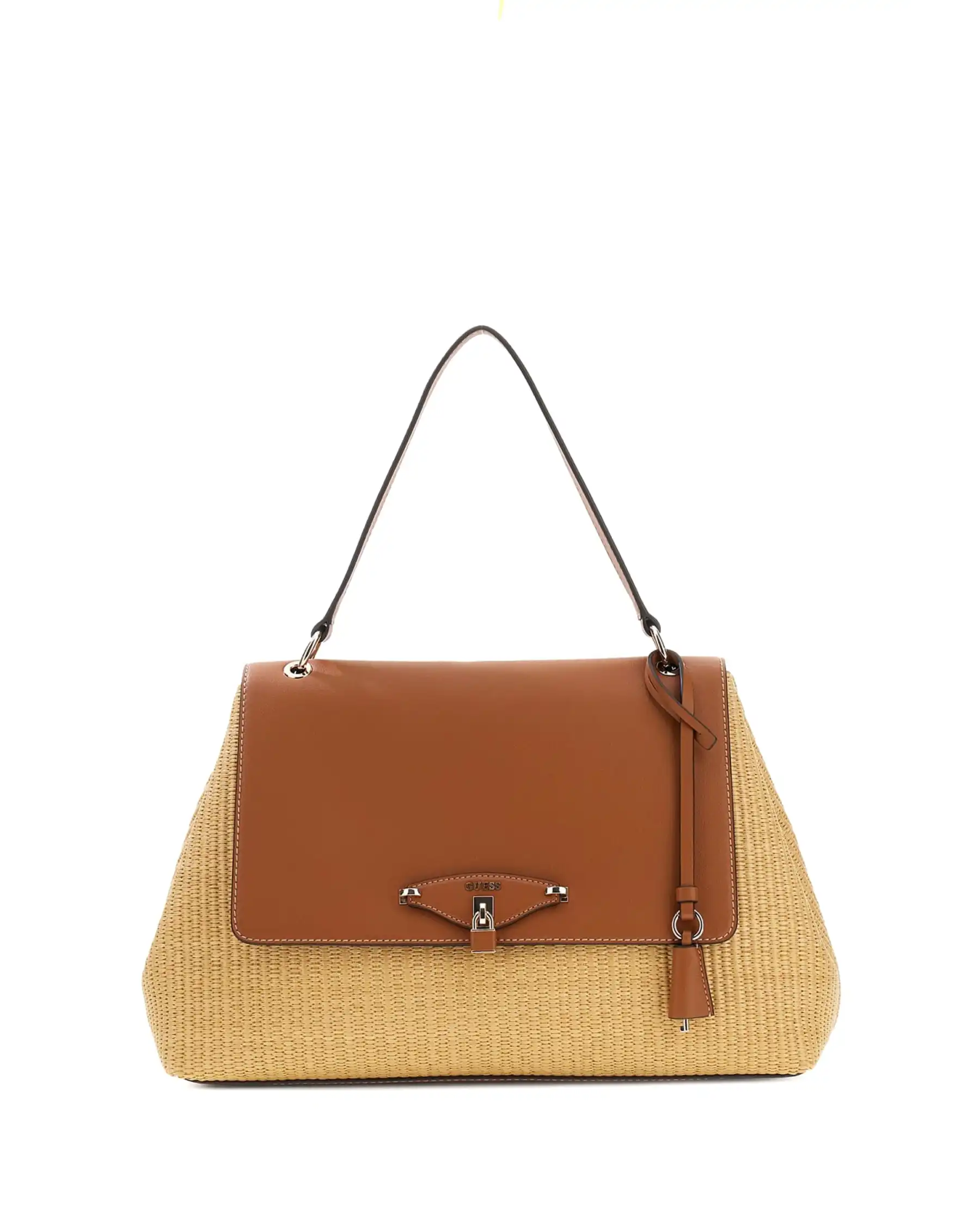 GUESS BORSA MAGGIE STRAW LARGE BEIGE