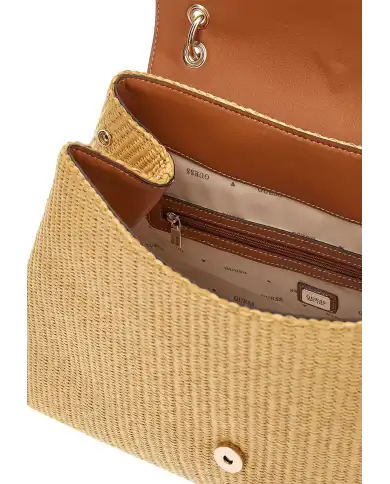 GUESS BORSA MAGGIE STRAW LARGE BEIGE