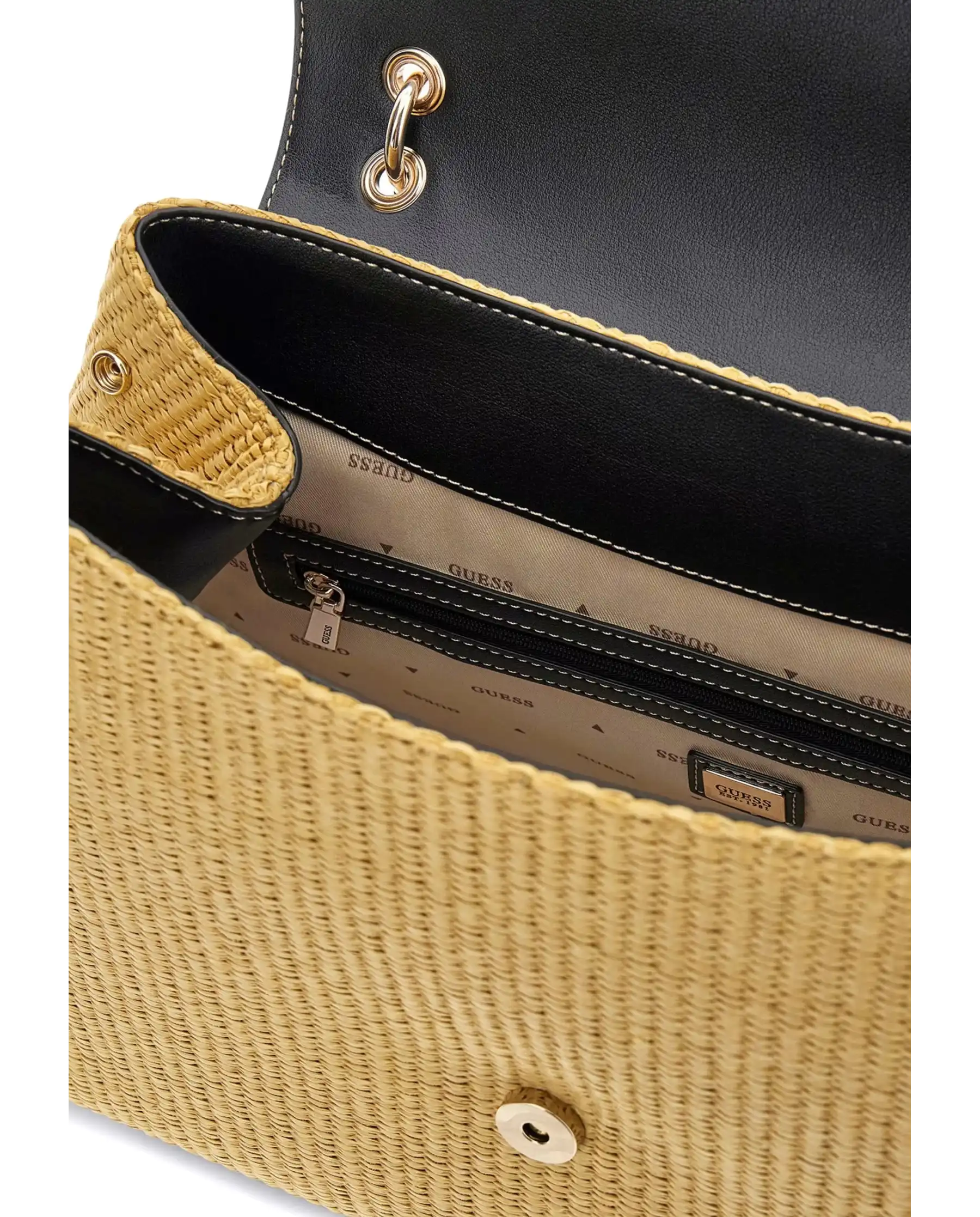 GUESS BORSA MAGGIE STRAW LARGE BEIGE
