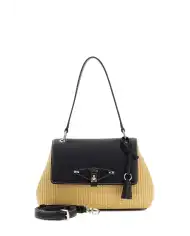GUESS BORSA MAGGIE STRAW FLAP SHOULDER BEIGE
