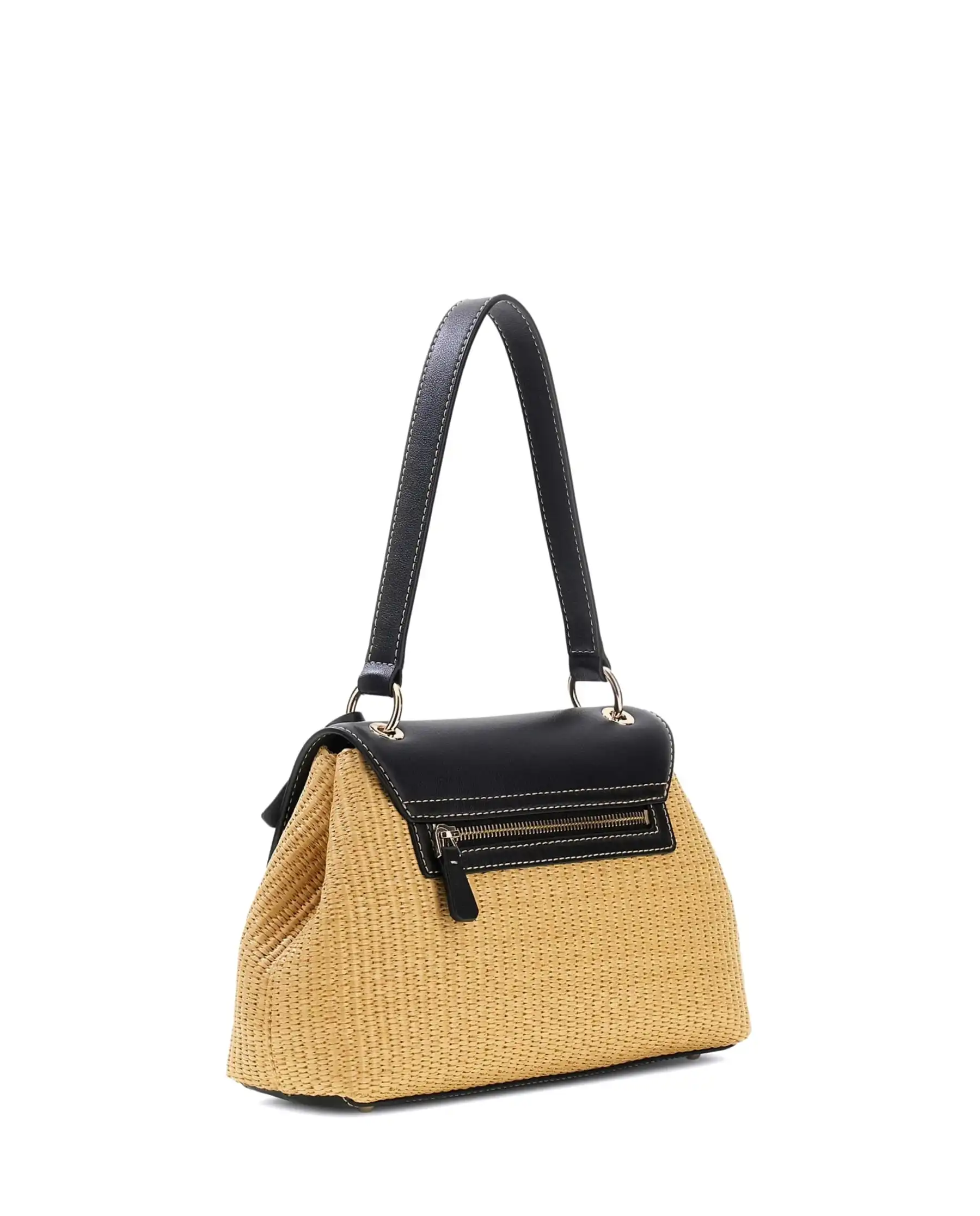 GUESS BORSA MAGGIE STRAW FLAP SHOULDER BEIGE
