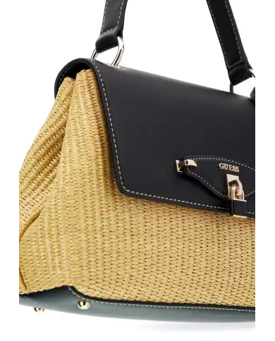 GUESS BORSA MAGGIE STRAW FLAP SHOULDER BEIGE