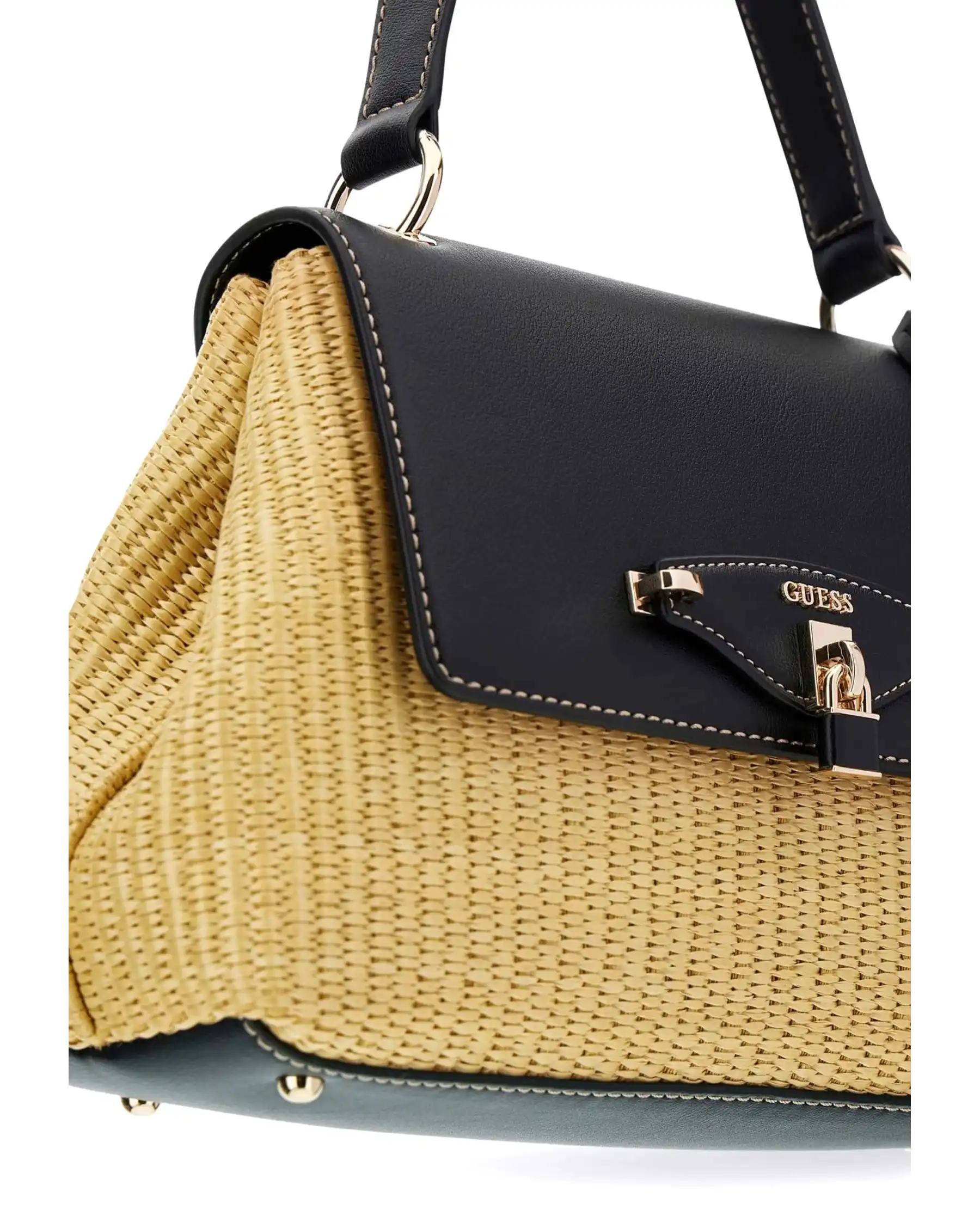 GUESS BORSA MAGGIE STRAW FLAP SHOULDER BEIGE