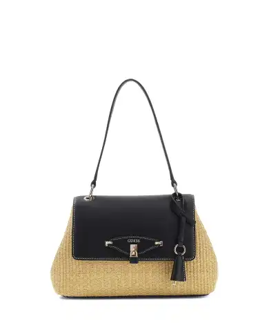 GUESS BORSA MAGGIE STRAW FLAP SHOULDER BEIGE