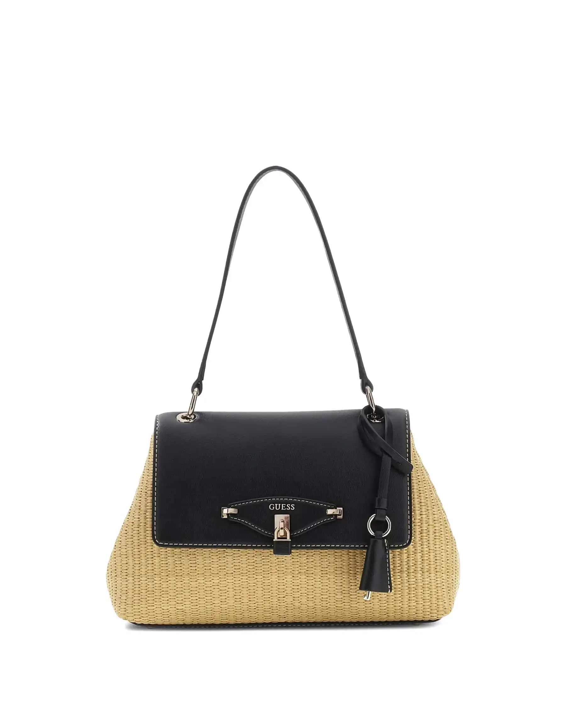 GUESS BORSA MAGGIE STRAW FLAP SHOULDER BEIGE
