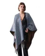 LIU JO PONCHO MONOGRAM JACQUARD BLU
