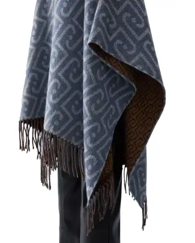 LIU JO PONCHO MONOGRAM JACQUARD BLU