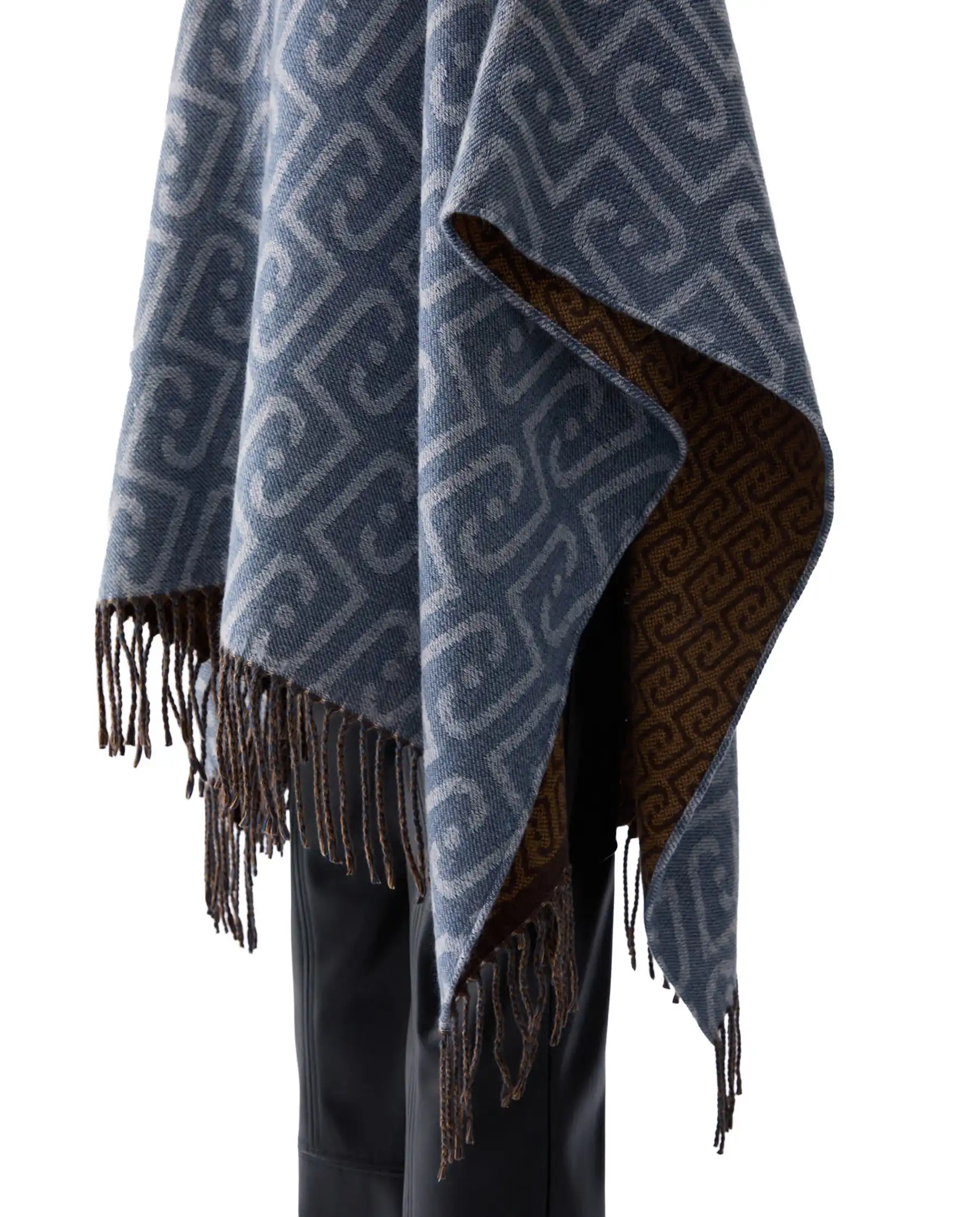 LIU JO PONCHO MONOGRAM JACQUARD BLU