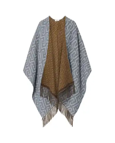 LIU JO PONCHO MONOGRAM JACQUARD BLU