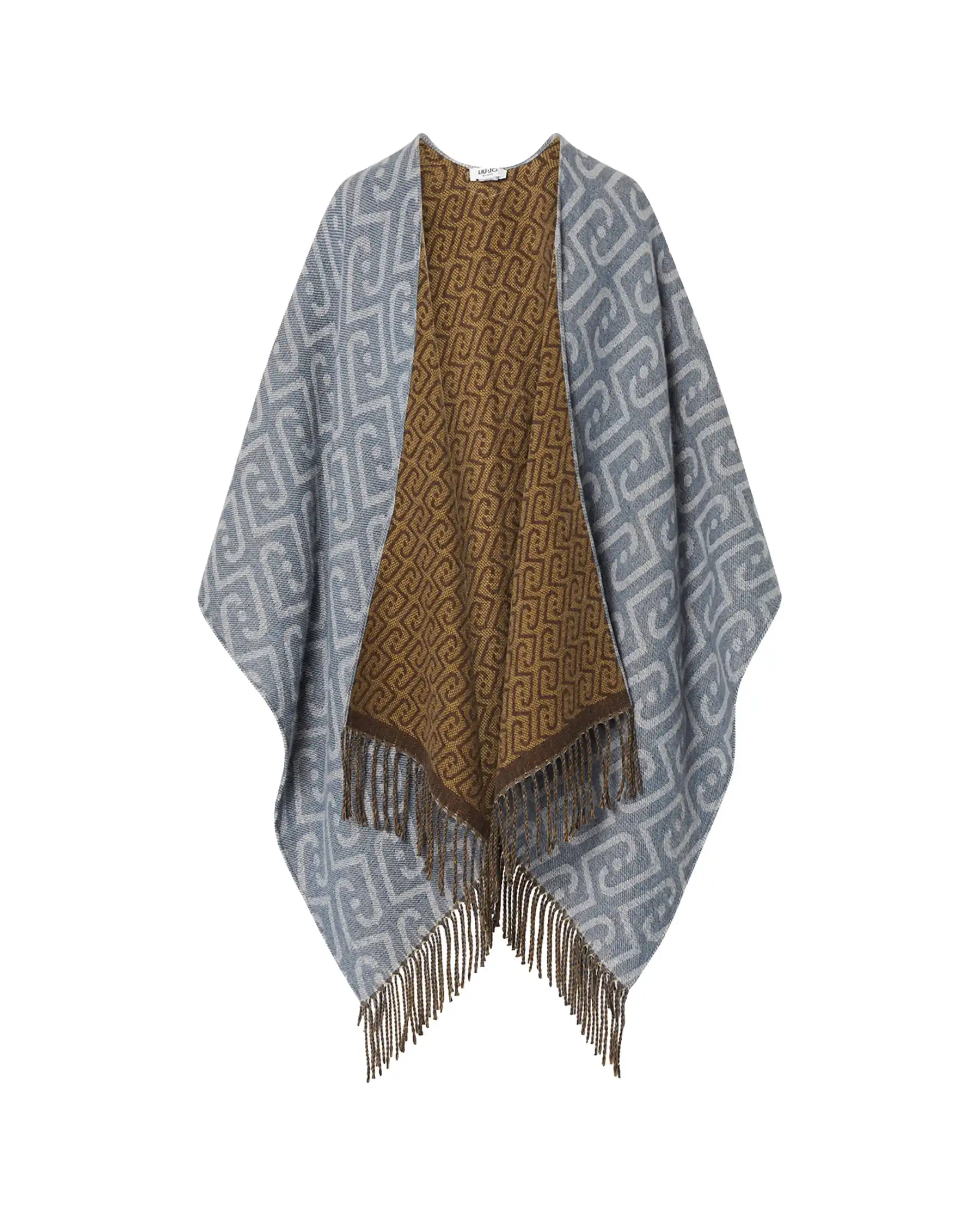 LIU JO PONCHO MONOGRAM JACQUARD BLU