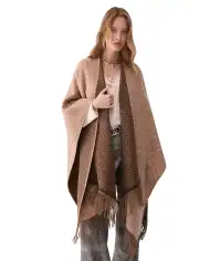 LIU JO PONCHO MONOGRAM JACQUARD CAMMELLO