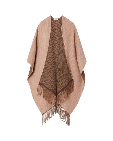 LIU JO PONCHO MONOGRAM JACQUARD CAMMELLO