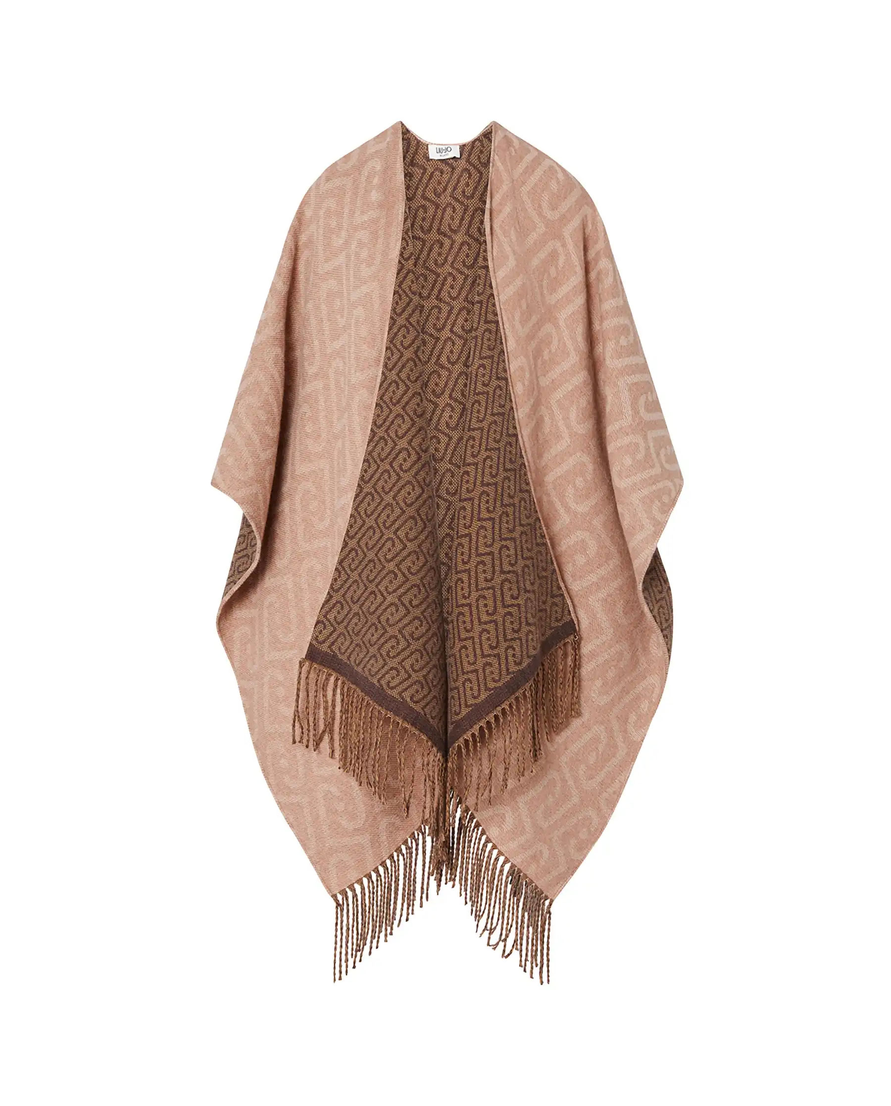 LIU JO PONCHO MONOGRAM JACQUARD CAMMELLO