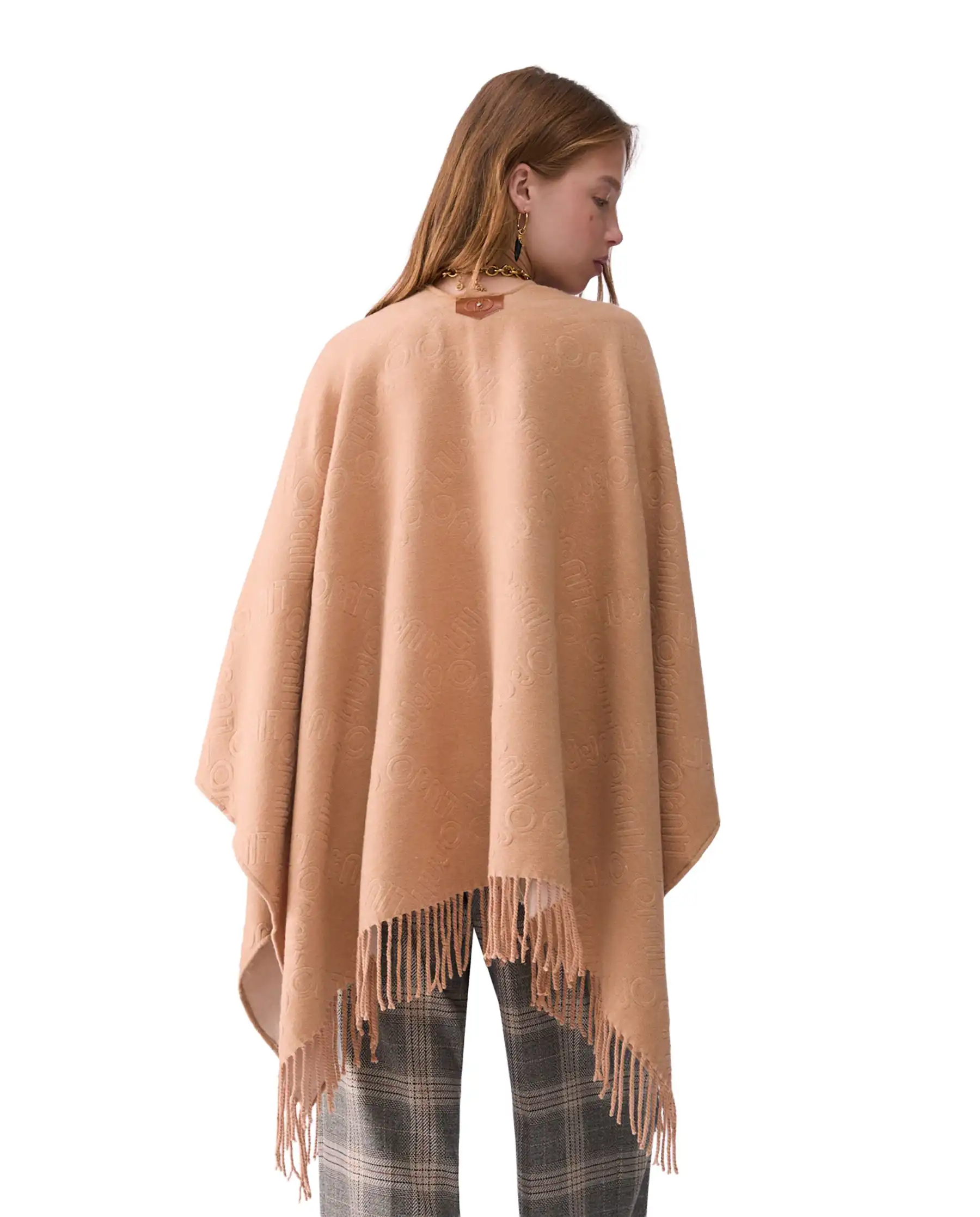 LIU JO PONCHO EMBOSSED CAMMELLO