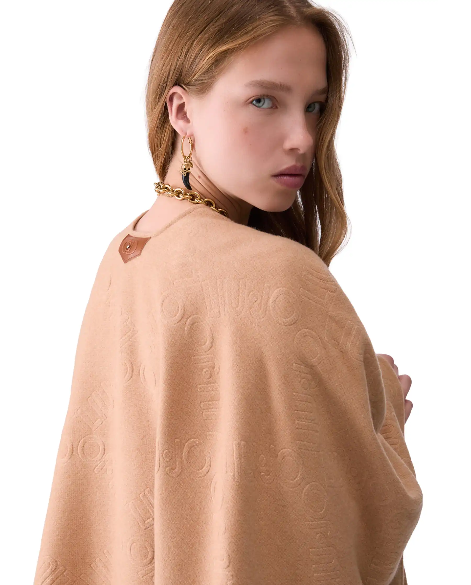 LIU JO PONCHO EMBOSSED CAMMELLO