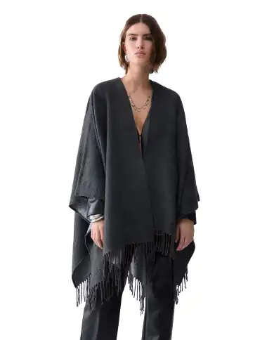 LIU JO PONCHO EMBOSSED ANTRACITE