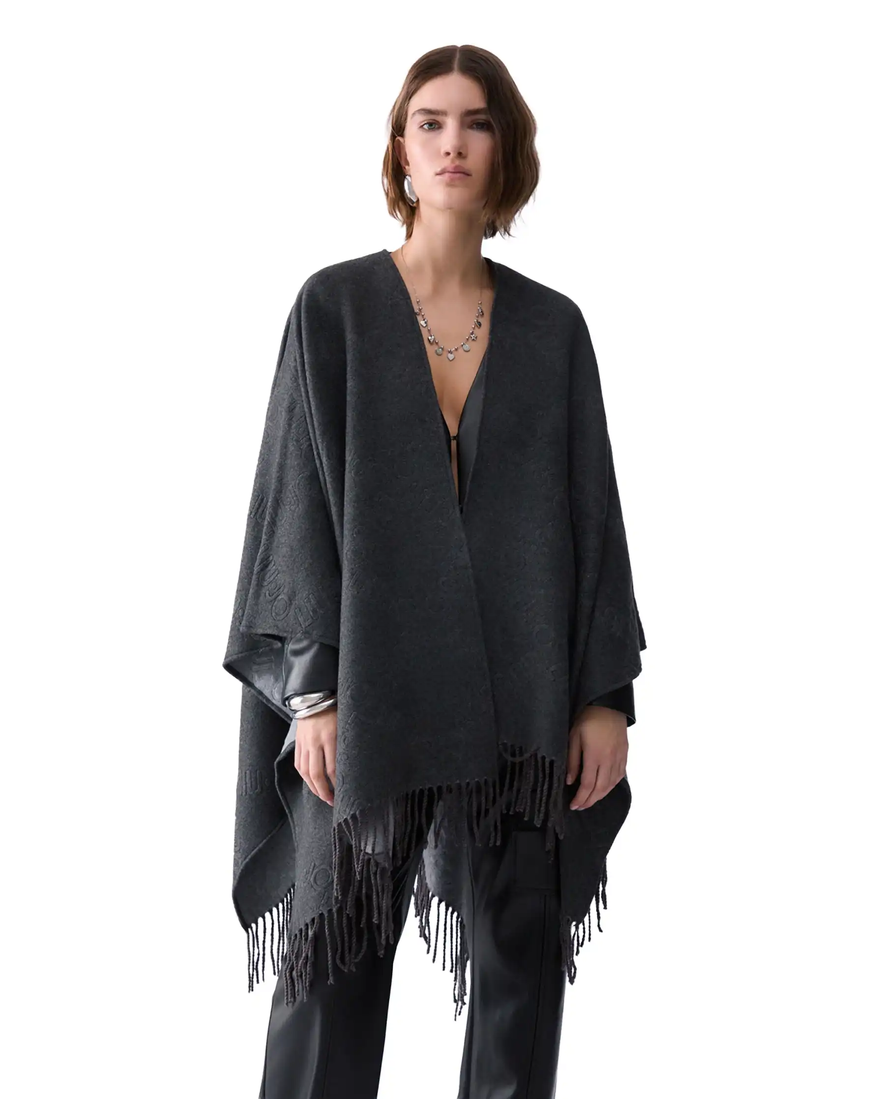 LIU JO PONCHO EMBOSSED ANTRACITE