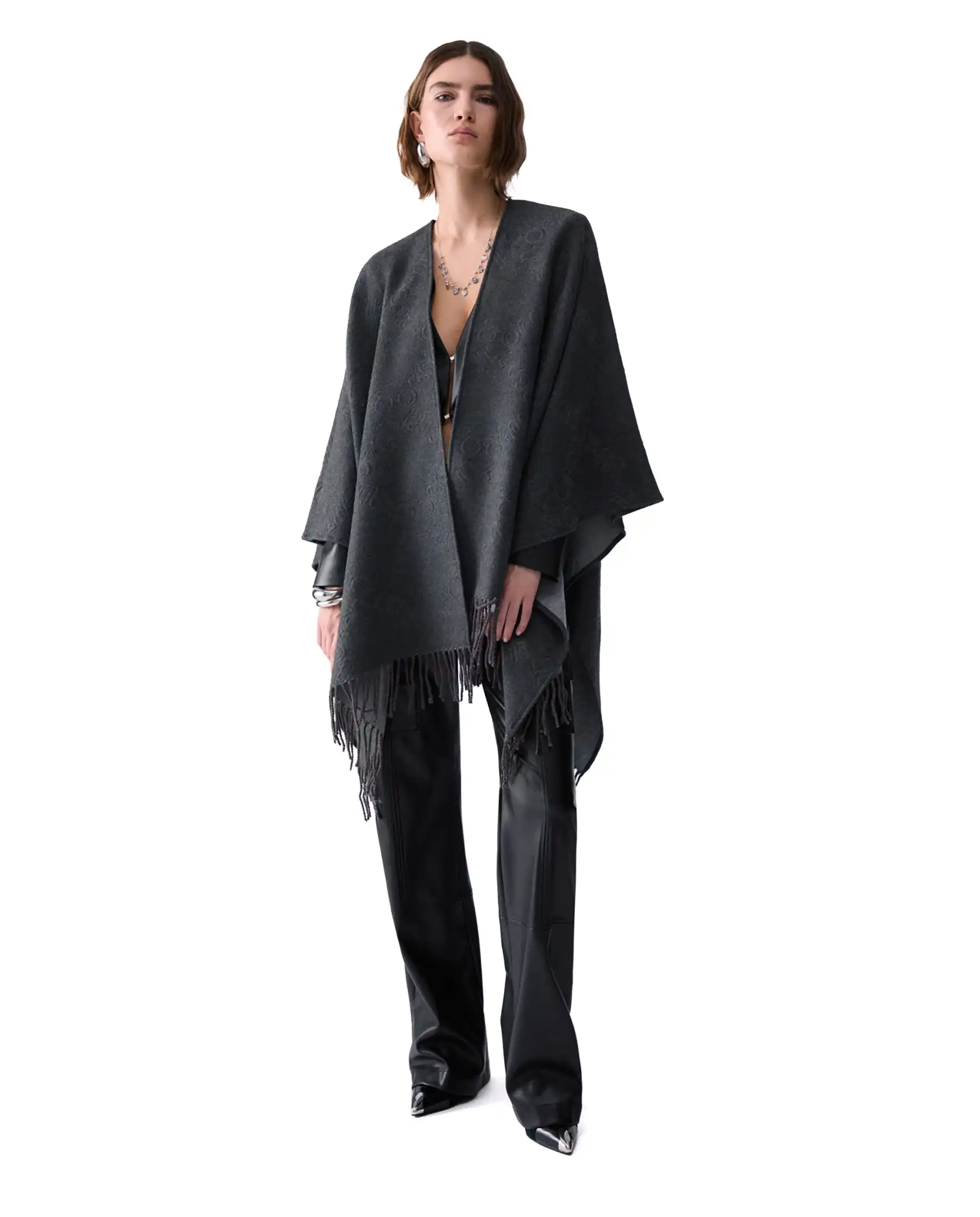 LIU JO PONCHO EMBOSSED ANTRACITE