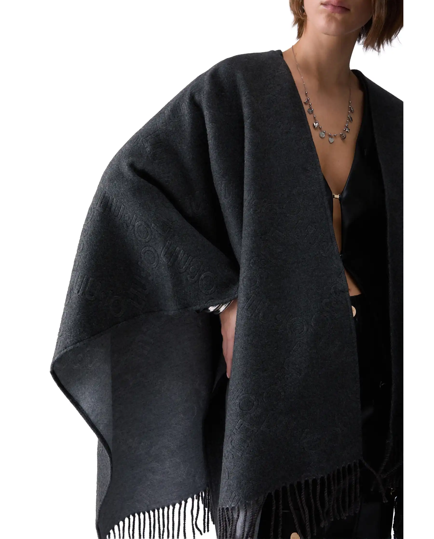 LIU JO PONCHO EMBOSSED ANTRACITE