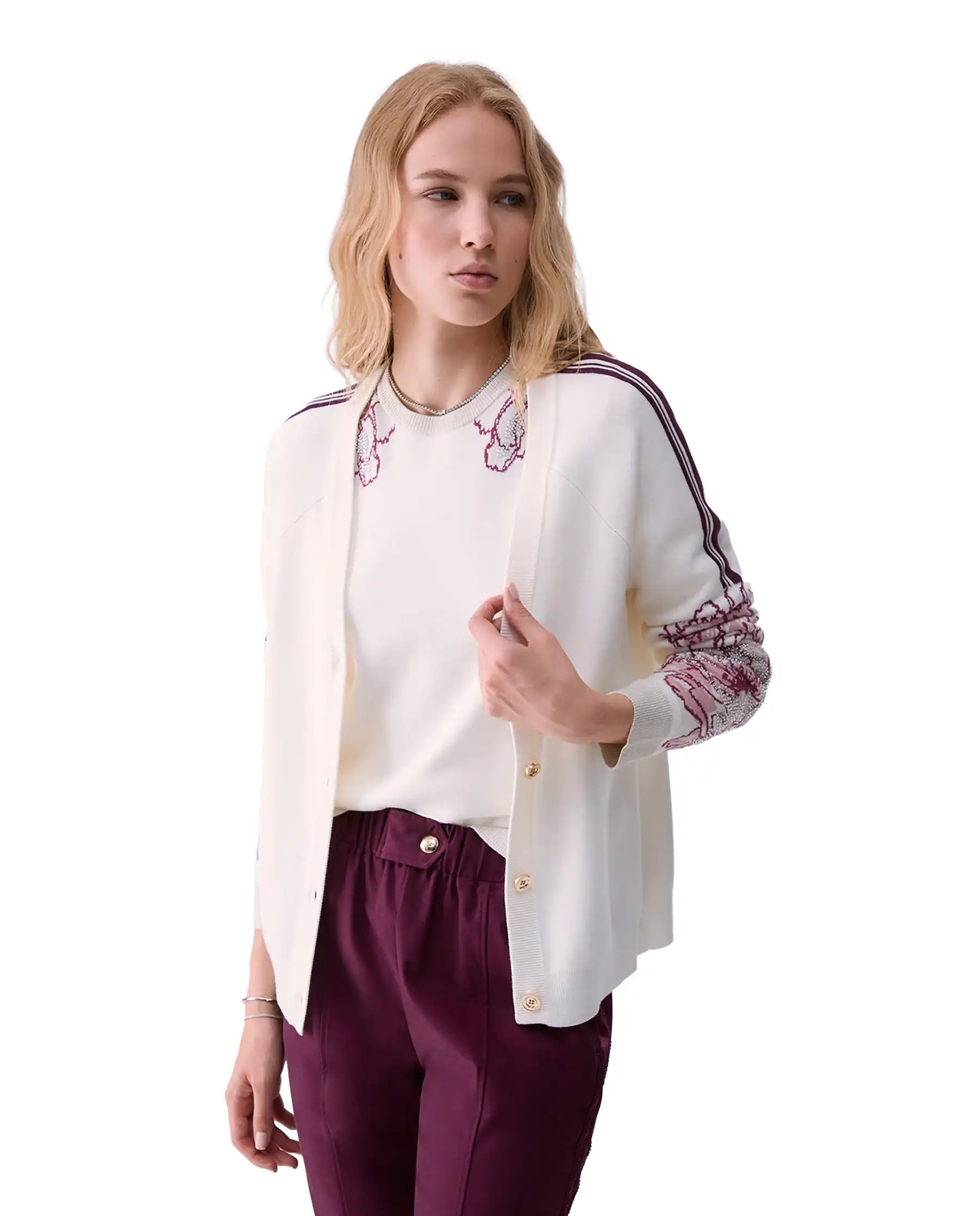 LIU JO CARDIGAN JACQUARD BIANCO