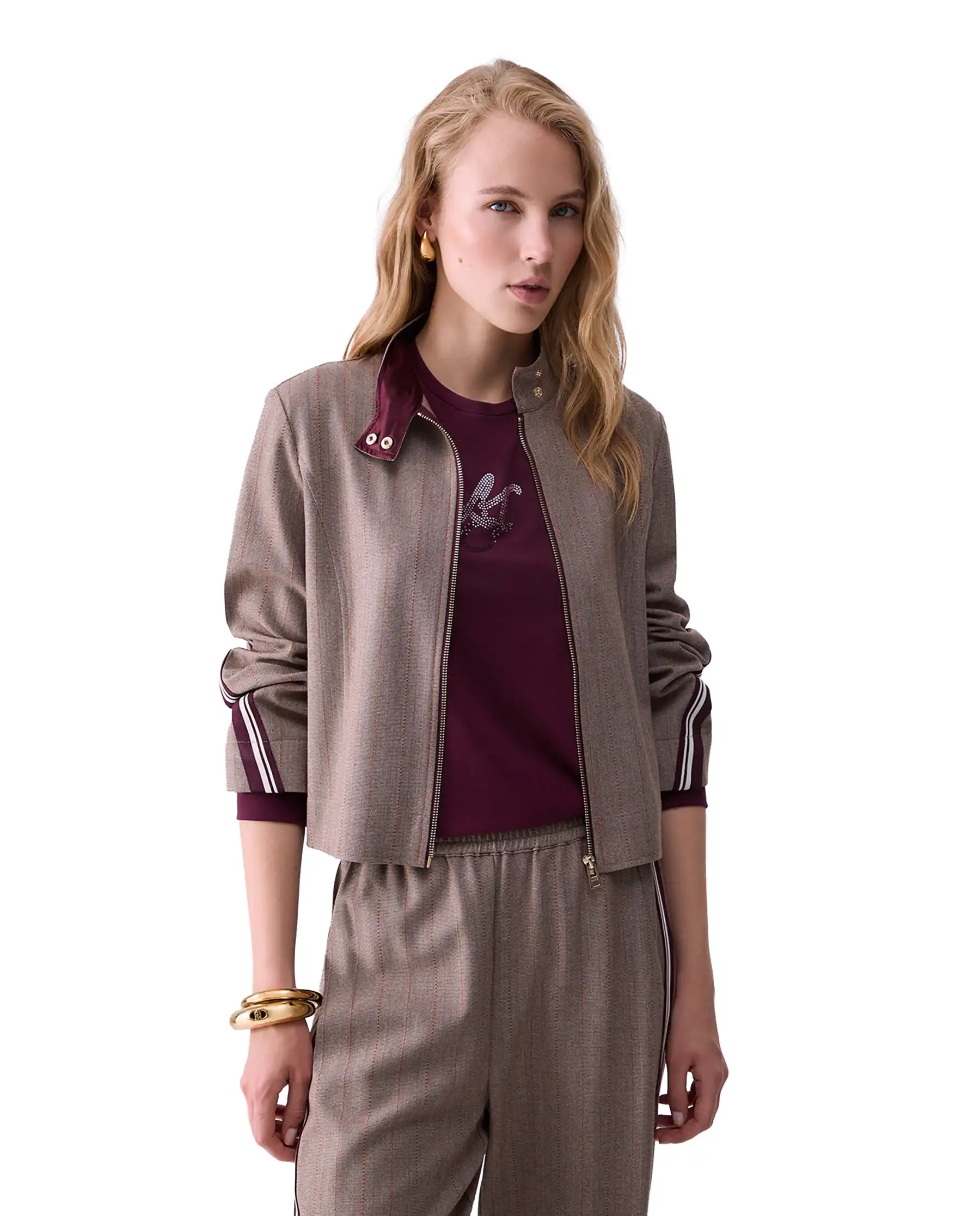 LIU JO GIACCA CON TAPE BICOLOR BEIGE