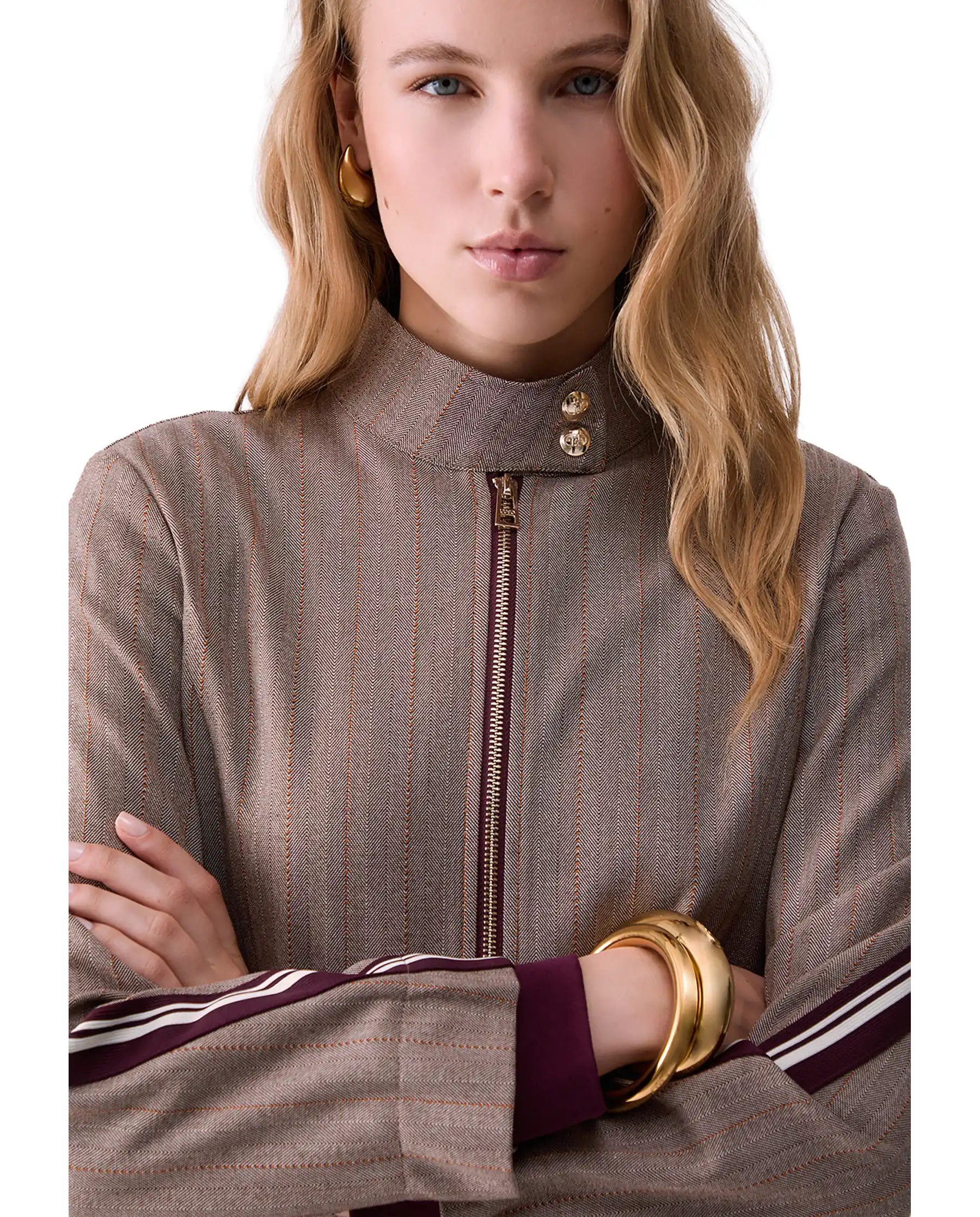 LIU JO GIACCA CON TAPE BICOLOR BEIGE