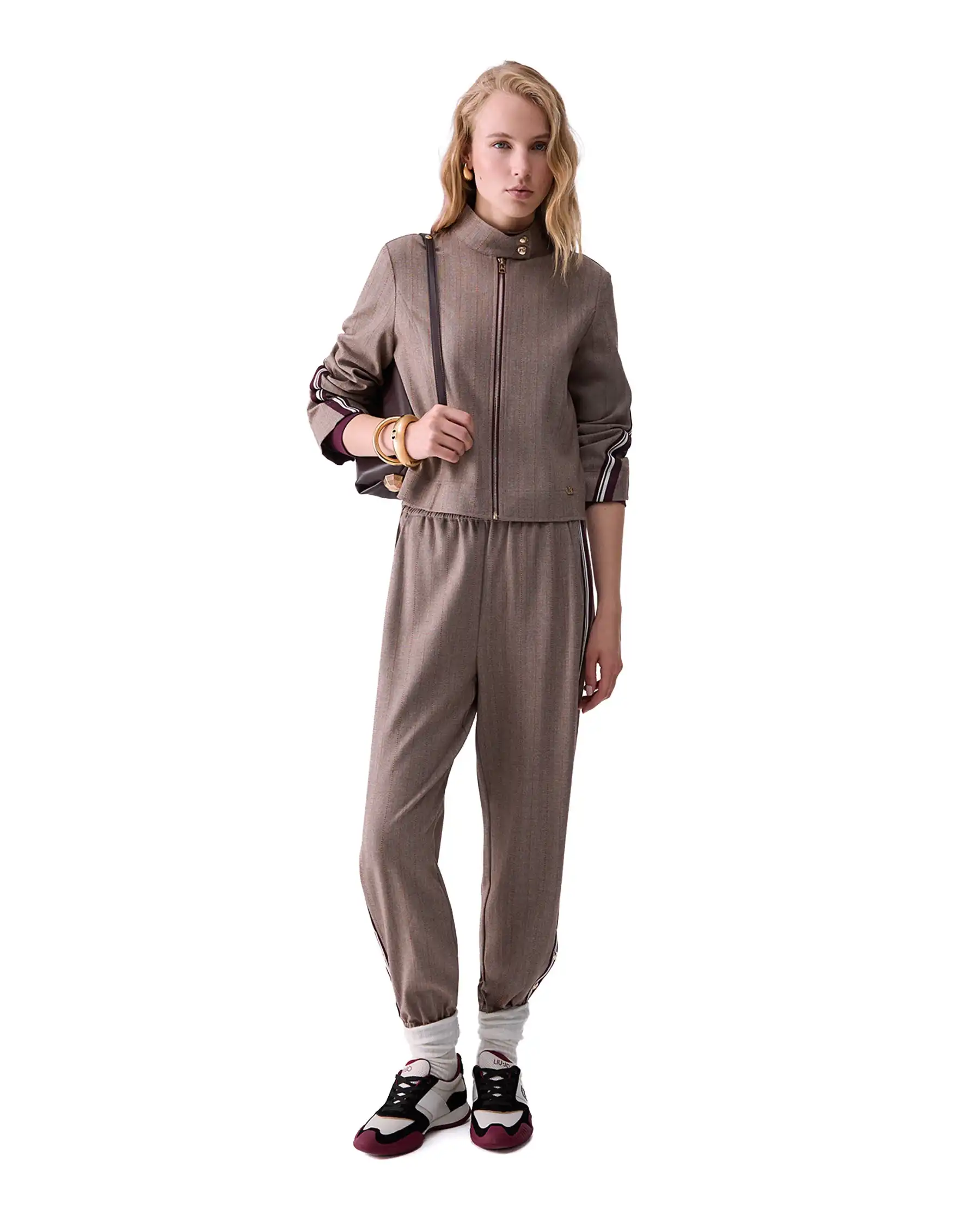LIU JO GIACCA CON TAPE BICOLOR BEIGE