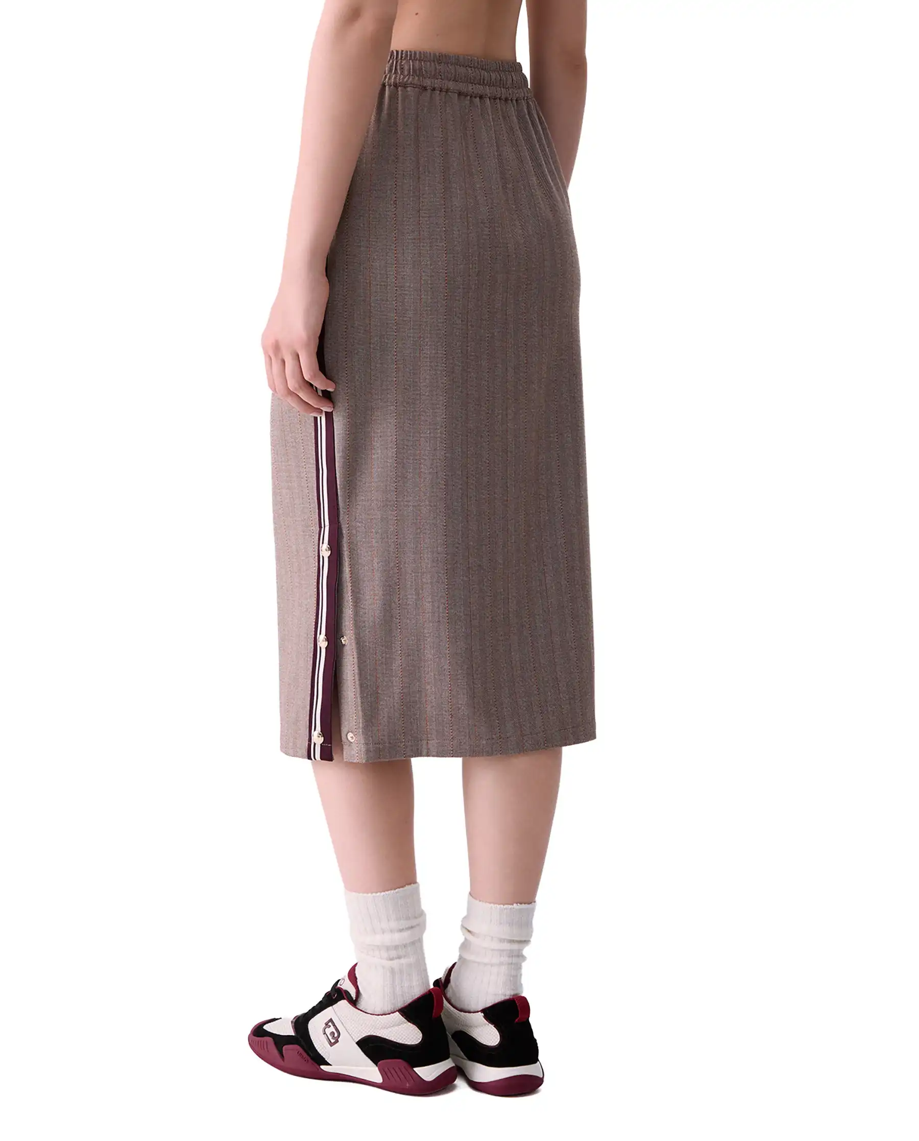 LIU JO GONNA MIDI CON TAPE LATERALE BEIGE