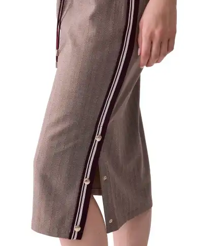 LIU JO GONNA MIDI CON TAPE LATERALE BEIGE