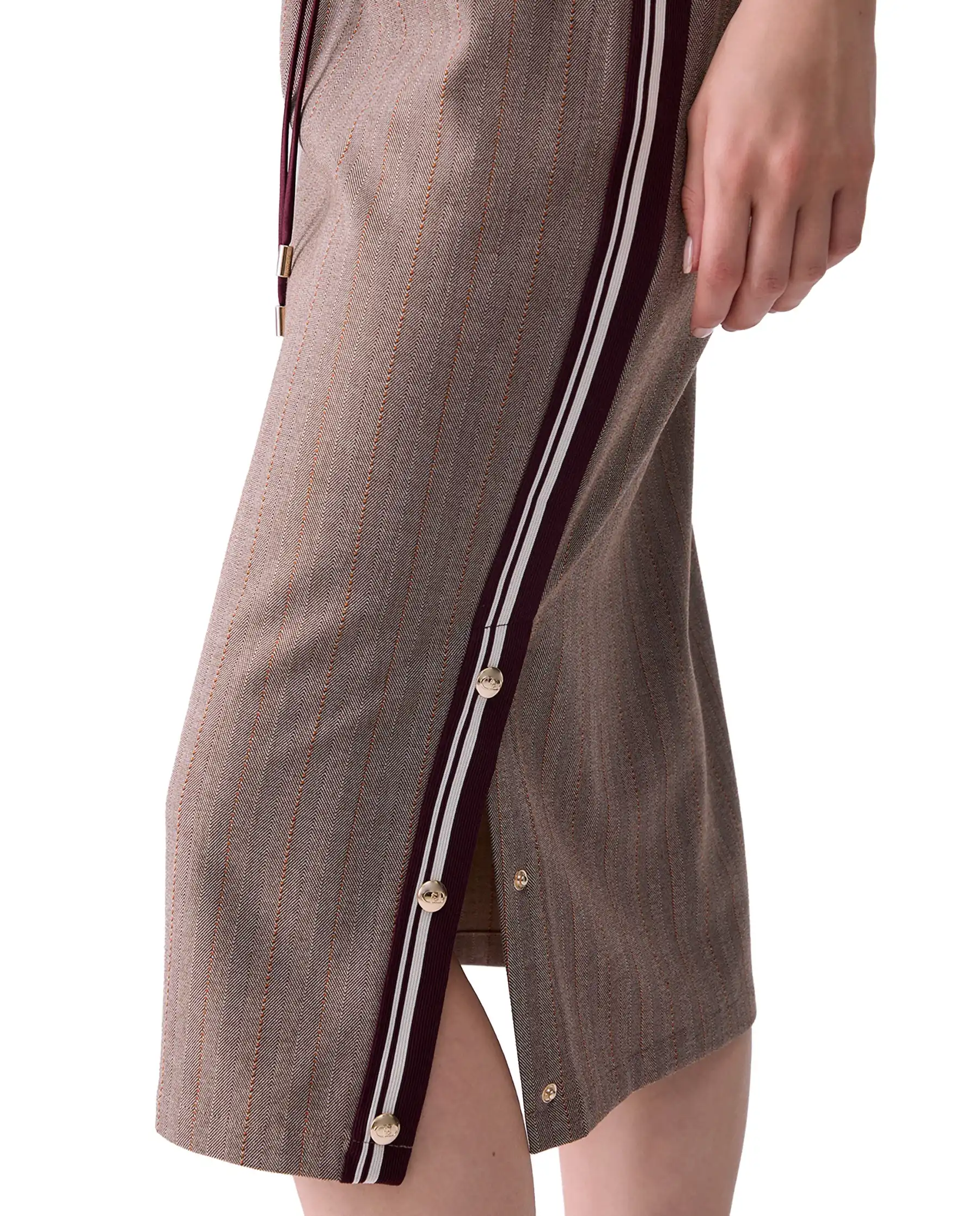 LIU JO GONNA MIDI CON TAPE LATERALE BEIGE