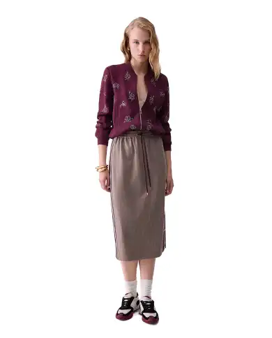LIU JO GONNA MIDI CON TAPE LATERALE BEIGE