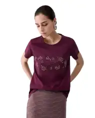 LIU JO T-SHIRT CON STRASS MELANZANA