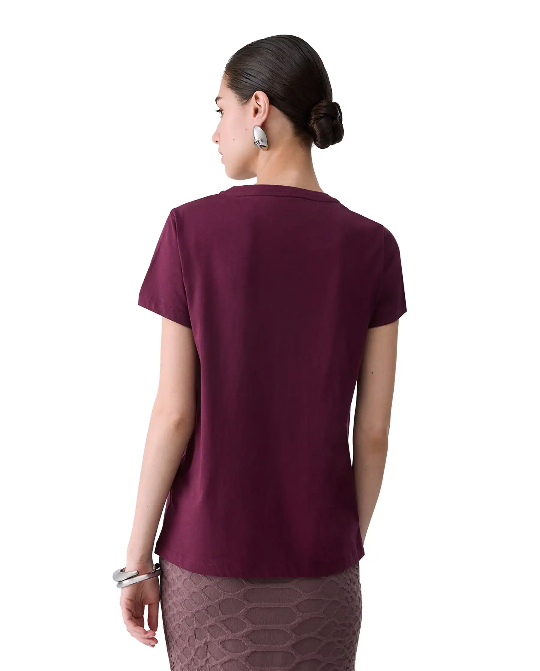 LIU JO T-SHIRT CON STRASS MELANZANA