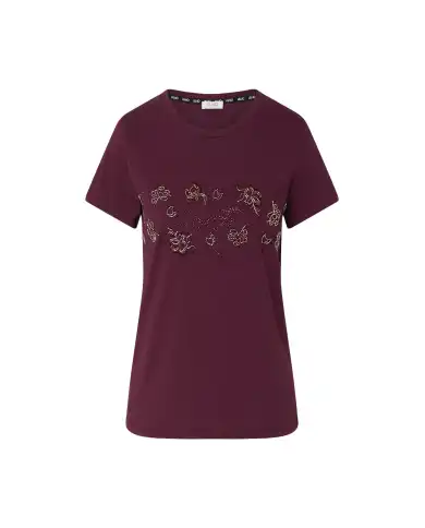 LIU JO T-SHIRT CON STRASS MELANZANA