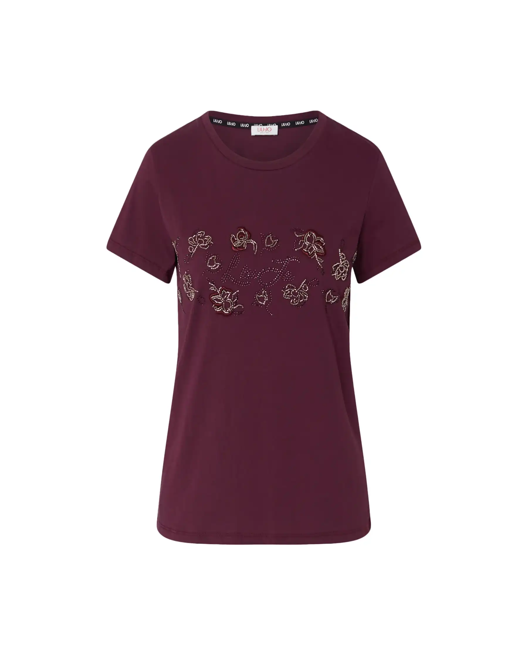 LIU JO T-SHIRT CON STRASS MELANZANA