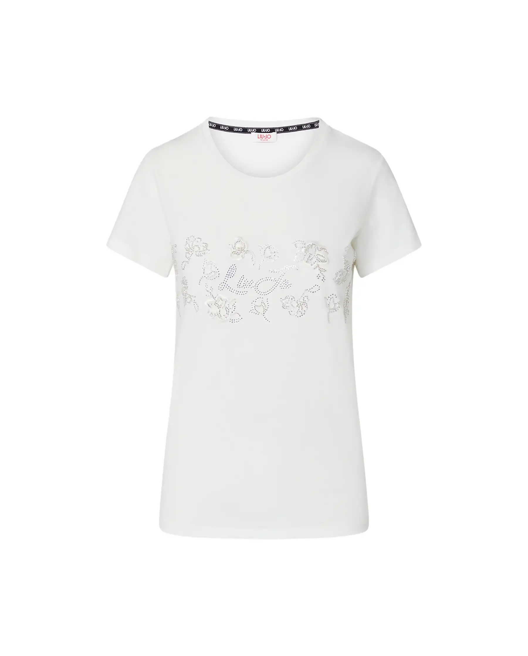 LIU JO T-SHIRT CON STRASS BIANCO
