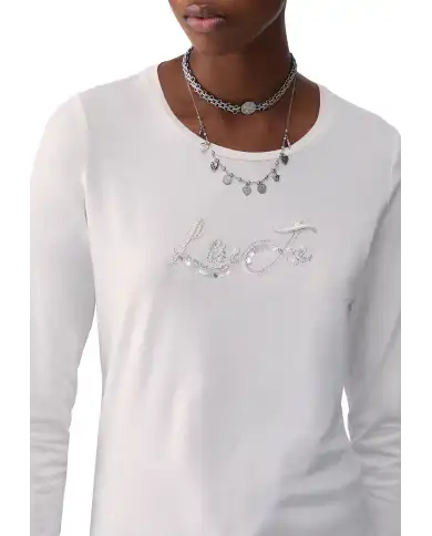 LIU JO T-SHIRT MANICHE LUNGHE CON PAILETTES BIANCO