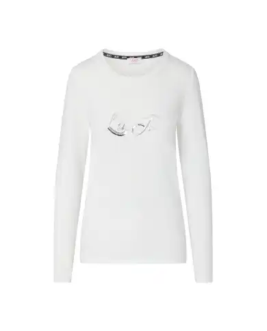LIU JO T-SHIRT MANICHE LUNGHE CON PAILETTES BIANCO