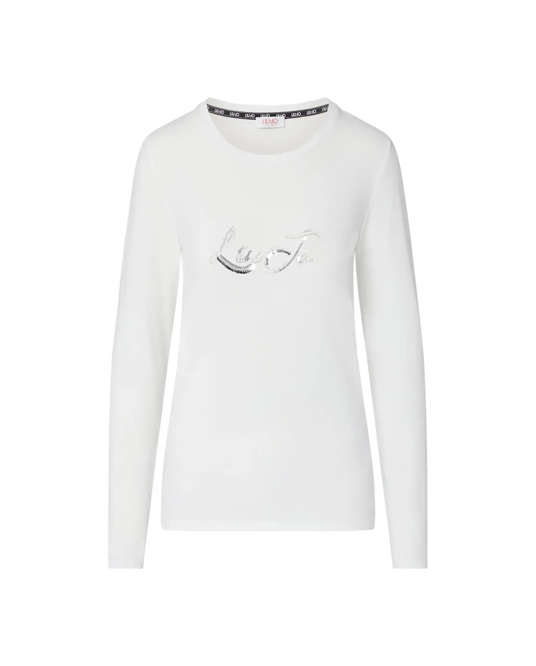 LIU JO T-SHIRT MANICHE LUNGHE CON PAILETTES BIANCO