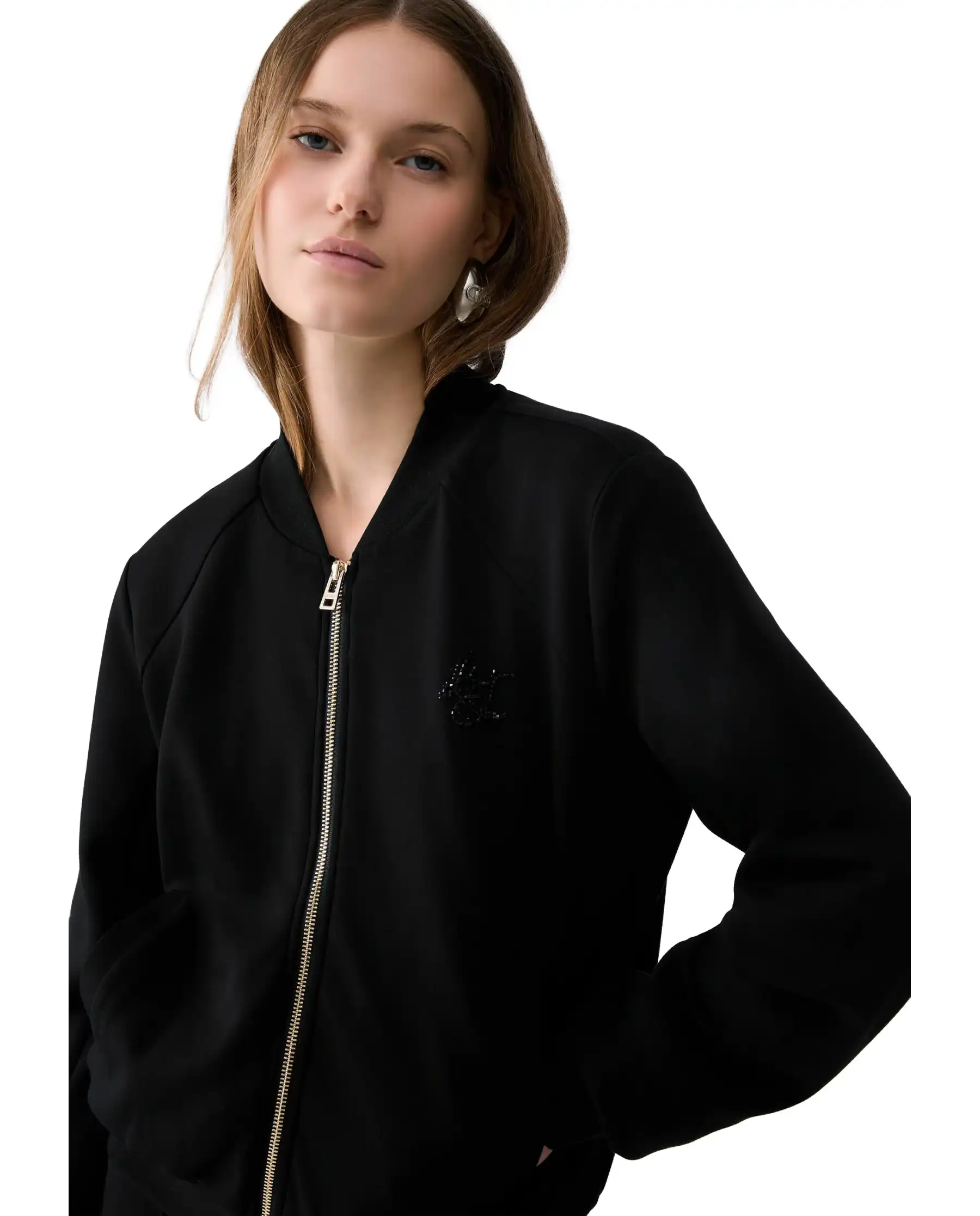 LIU JO FELPA CON ZIP NERO